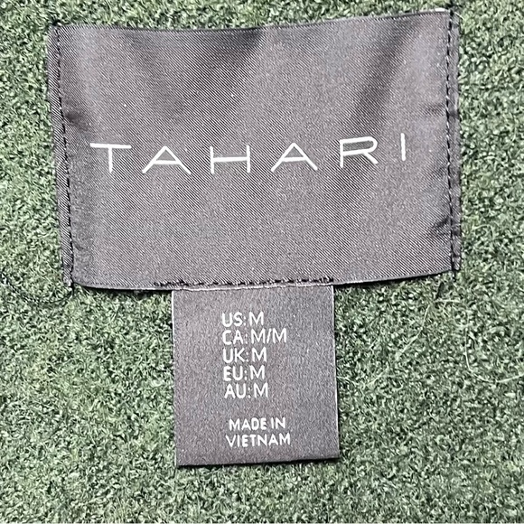 Tahari Wool Viscose Blend Sleeveless Open Front Cardigan Moss Green Women’s M - Picture 3 of 6